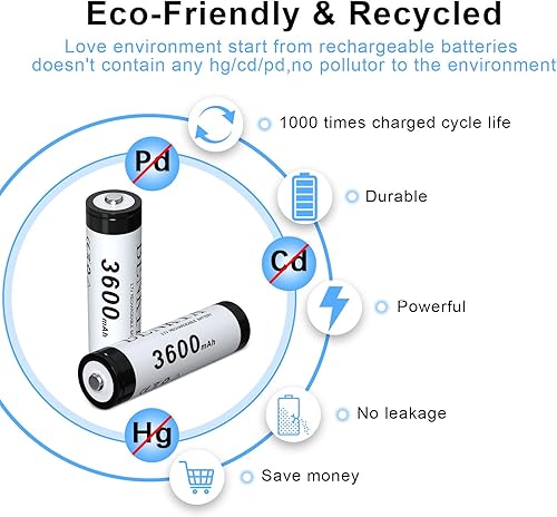 Miniatura 3 de Batería recargable 18650 3600 mAh gran capacidad 3.7 voltios baterías Li-ion botón superior 4 Pack para linterna faro