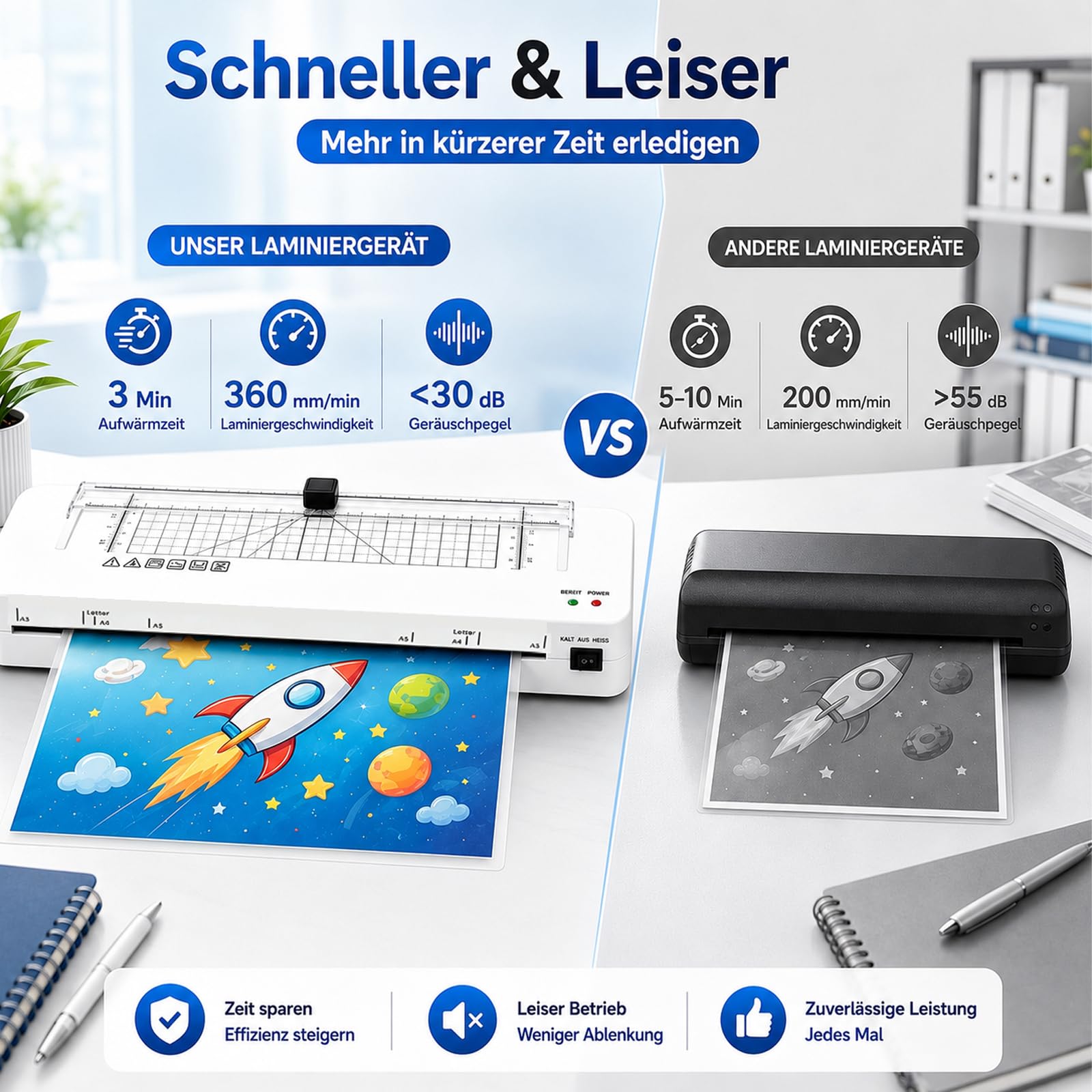 Laminiergerät, Laminiergerät A3 Laminiermaschinen mit Eingebauter Papierschneider und Laminierfolien A3 A4 A5 A6 für den Heimgebrauch Büro Schule Fotos