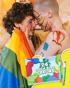 Lictin Face Body Paint Sticks Kit, 24 Color Water Based Face Painting Crayon Set for Art Theater Halloween Party Cosplay Clown SFX Makeup for Women Adults, Non-Toxic Washable