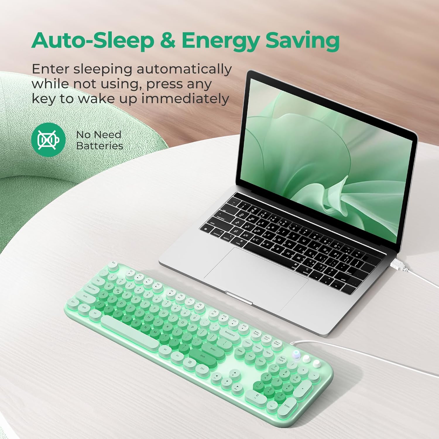 Atelus Wired Backlit Keyboard, Full Size USB Keyboard with Colorful Retro Keycaps, Numeric Keypad and Media Hotkey for Computer Desktop PC Laptop and Windows 7 8 10 11