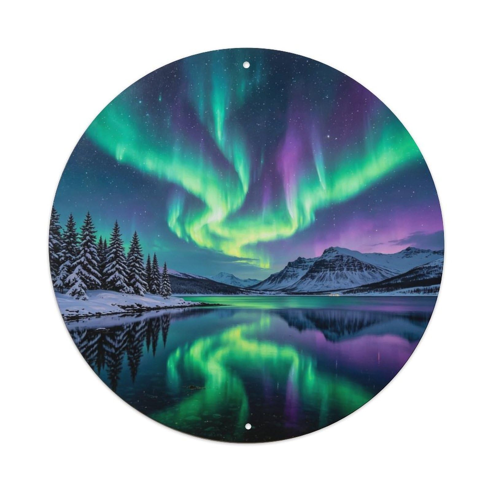 Northern Lights Reflection Metal Tin Sign Plaque