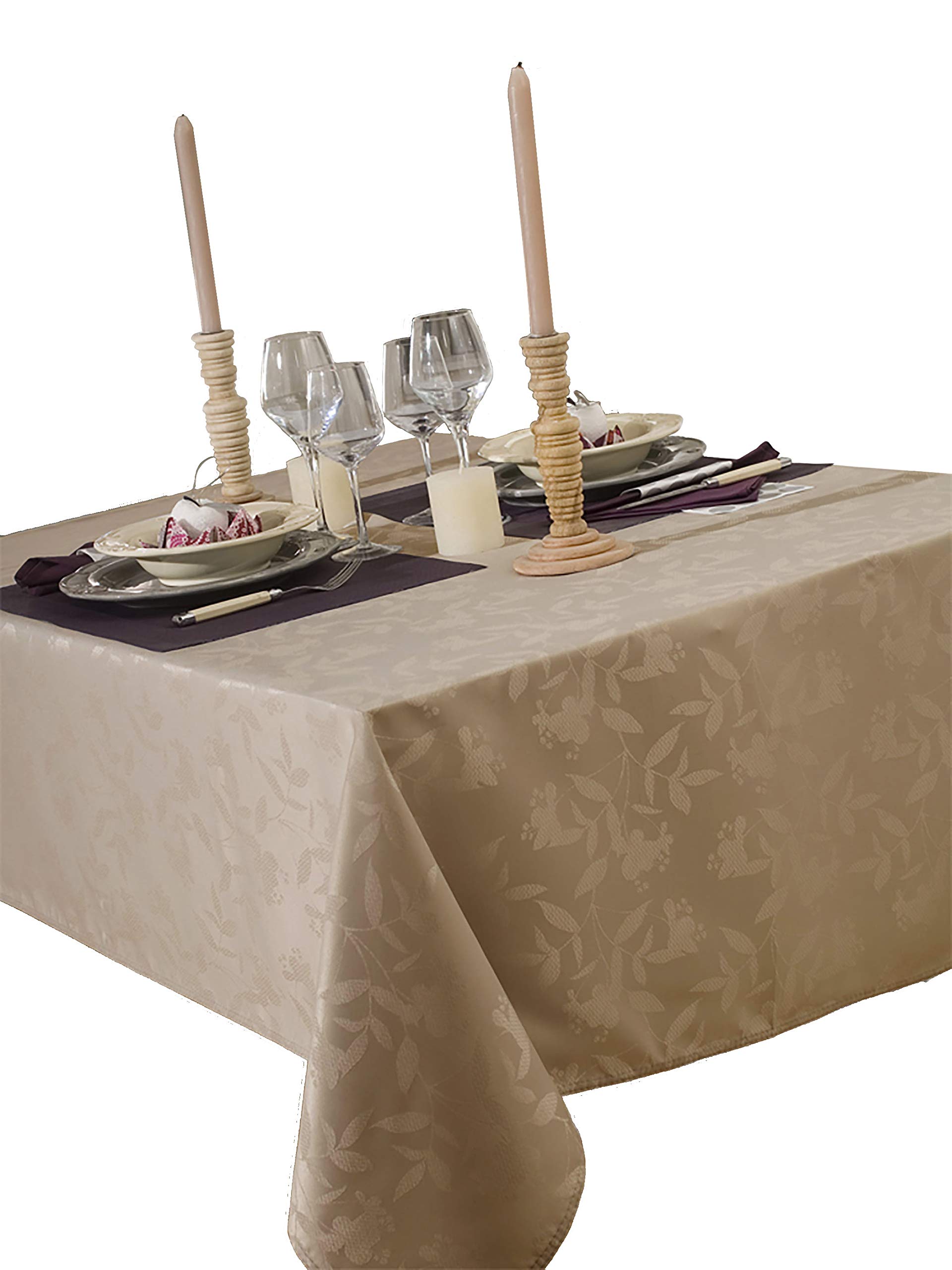 Nappe damassée Ombra taupe 150x350 de CALITEX au tissage noble