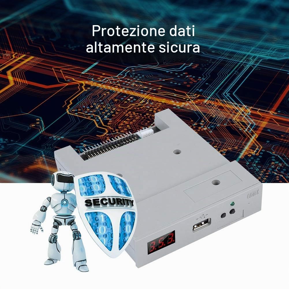 Goshyda Emulatore USB 1M44-U100 3,5 Pollici 1,44 MB USB SSD Floppy Drive Emulator Plug And Play, Memoria Integrata, Protezione Dati Altamente Bianco
