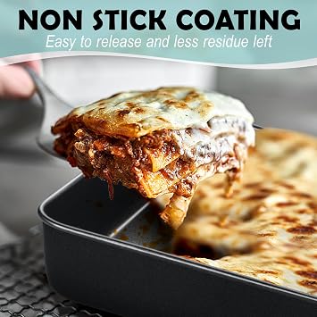 TeamFar 6x6 Inch Square Baking Pan, Coated Square Cake Brownie Lasagna Pan