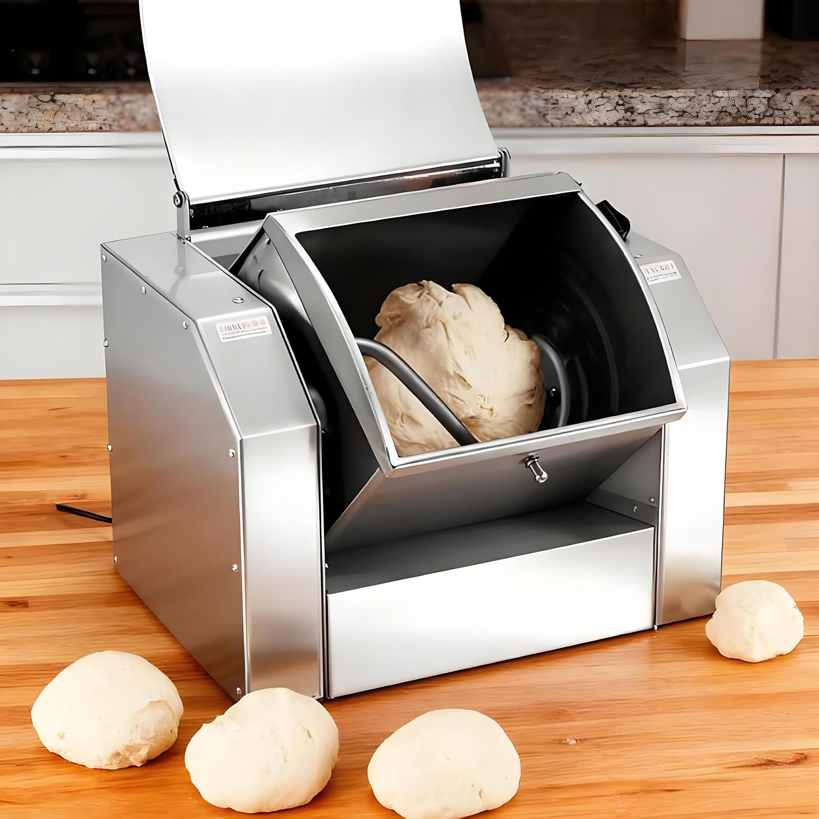 Drmoxin Electric Dough Mixer,Commercial Kneading Machine with 3KG/5KG/8KG/10KG Capacity,Commercial Dough Maker,with Flipped 90° Mixing Container 3kg