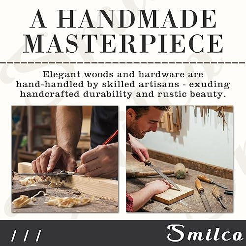 Miniatura 5 de Smilco Caja de madera con tapa con bisagras, cajas de almacenamiento decorativas de madera de acacia, caja de madera hecha a mano para recetas de