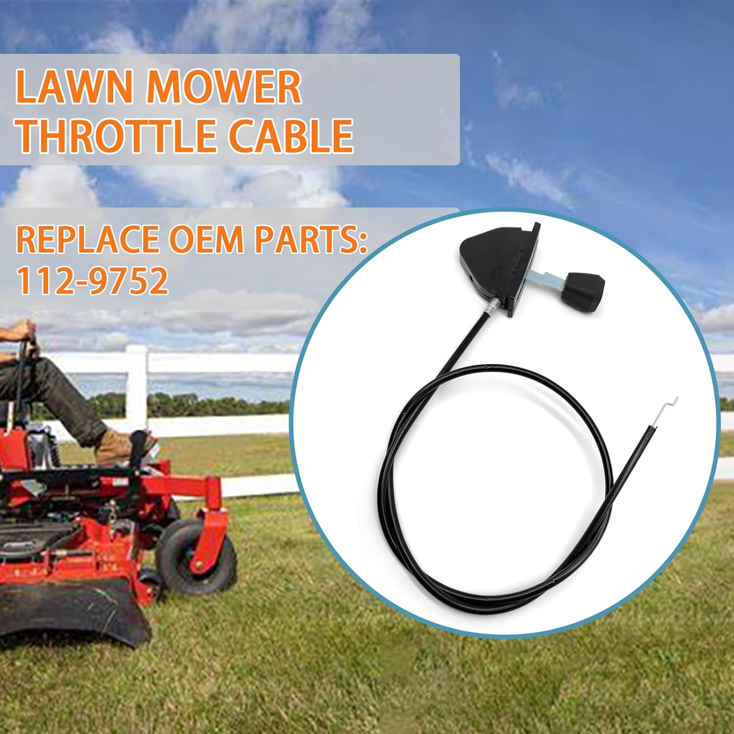 112-9752 Throttle Cable for Toro TimeCutter Zs 4200, Zs 5000, Ss 4235, SS 4260, SS 5060 Riding Mowers