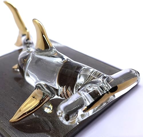 Miniatura 16 de Figuras en miniatura de tiburón martillo animales marinos pintados a mano arte de vidrio soplado adorno dorado regalo coleccionable decorar