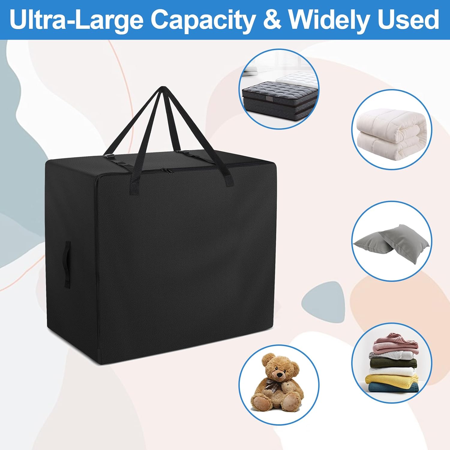 Folding Mattress Bag - 600D Oxford Cloth Heavy Duty Carry Case for Tri-Fold Guest Bed Mattress (Fits 4