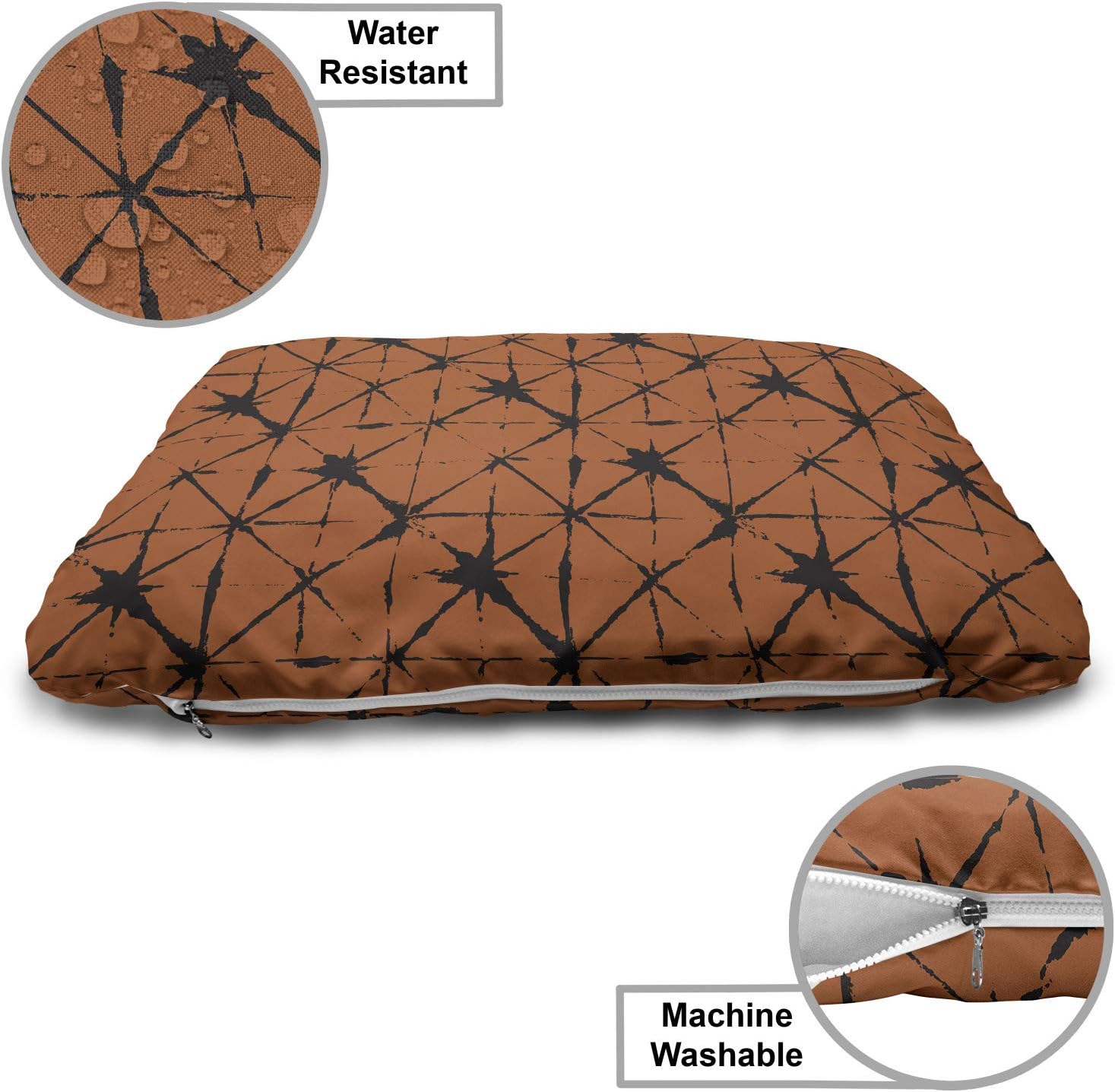 review Lunarable Grunge Pet Bed, Geometric Grimy Style Motifs Squares Grunge Illustration Print, Chew Resistant Pad for Dogs and Cats Cushion with Removable Cover, 24