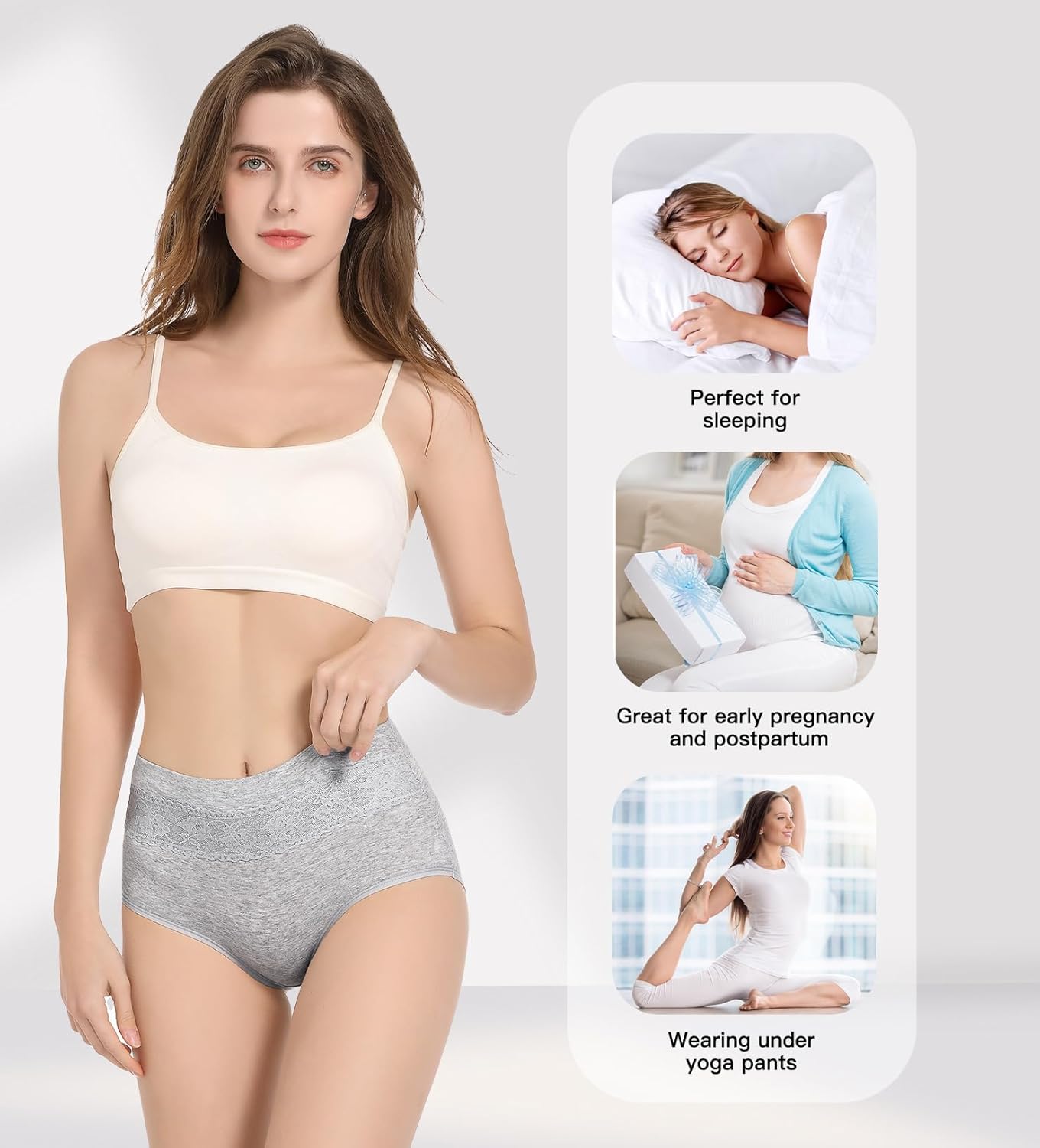 HAVVIS Women's Briefs Underwear Cotton High Waist Tummy Control Panties Rose Jacquard Ladies Panty Multipack - Image 6