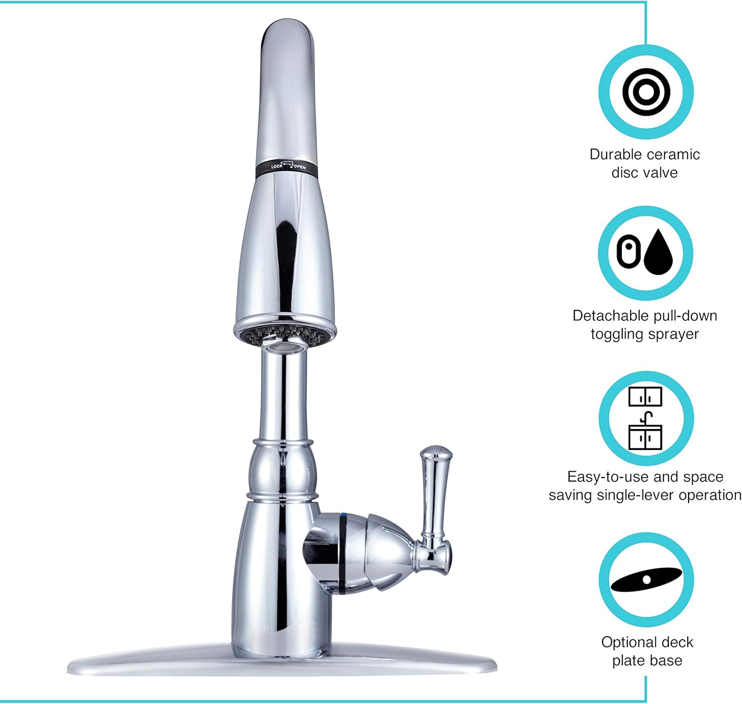 Holiday Deals 🛒 Dura Faucet DF-PK160-CP RV Non-Metallic Pull-Down Kitchen Sink Faucet (Chrome)