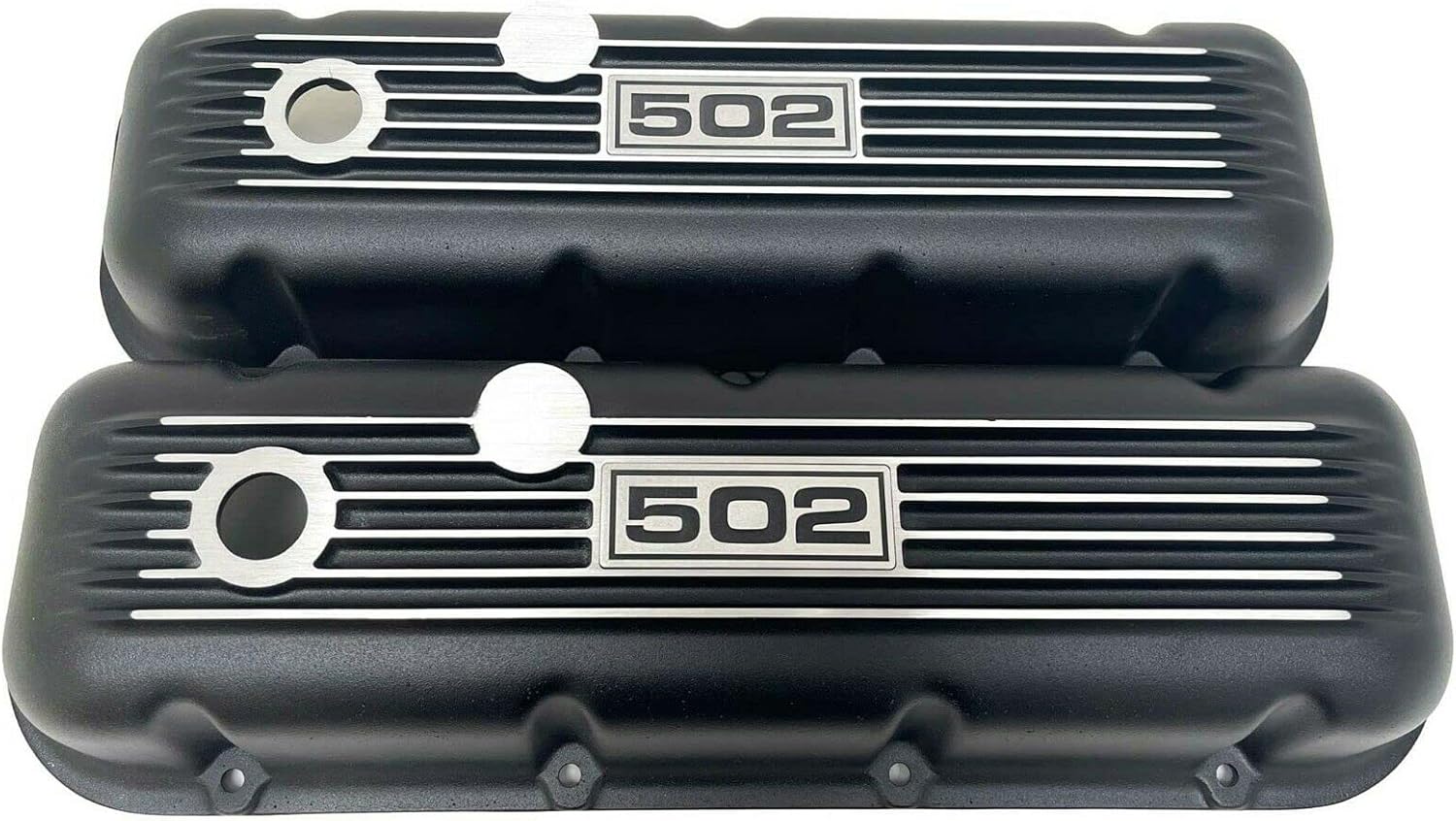 Big Block Chevy 502 Valve Covers, Classic Finned - Black - Ansen USA