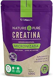 Creatina Pura 500g Monohidratada Micronizada à 180 mícrons. 101% de Pureza em Laudo. Livre de Metais Pesados