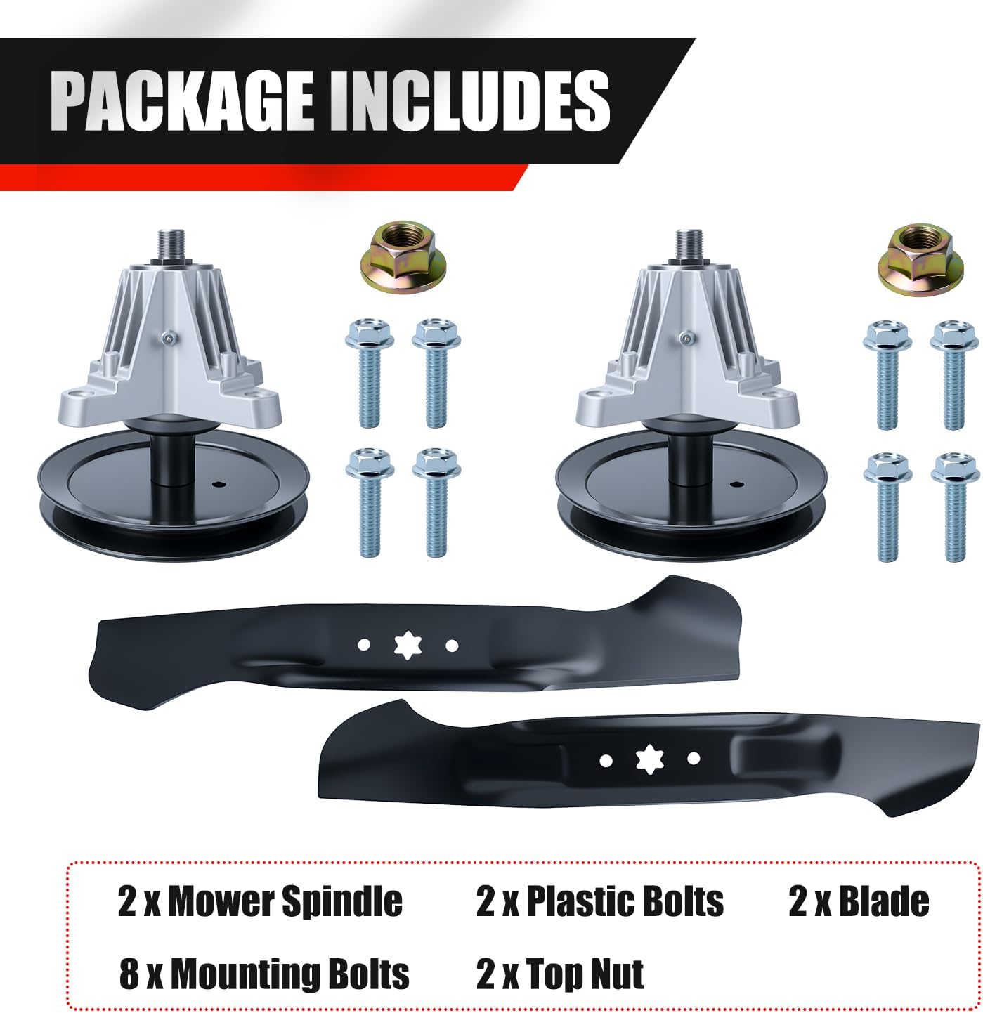 AKM Mower Deck Rebuild Kit for M TD Cub Cad et 46 inch Cut Deck XT1-LT46 XT2-LX46 T225 T8600 T2800 Includes 2 Spindle 918-06977 2 High Lift Blade 742-04244 742-04290