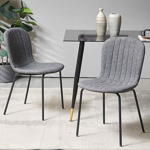 Miniatura 10 de Juego de mesa de comedor para 4, moderno juego de mesa de cocina de 5 piezas, mesa de comedor rectangular de 47 pulgadas y sillas vintage de piel