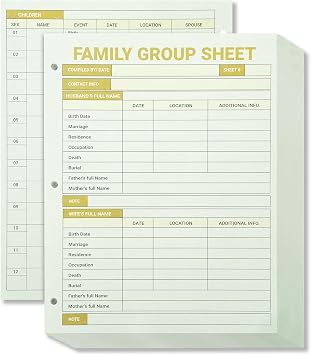 KAIU 100 Family Group Sheets,12th Genealogy Charts To Fill In, 8.5x11 | Pedigree Forms, Ancestry Research Organizer Supplies for Family History Records