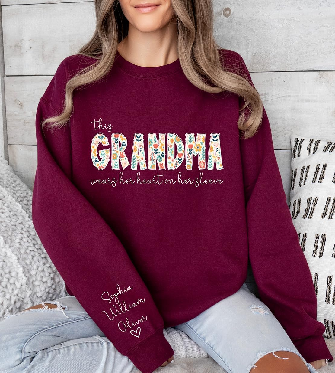 Custom Grandma Sweatshirt with Grandkids Names on Sleeve Personalized Sweatshirts for Nana Birthday Gifts for Grandma Mothers Day Sweater for Women - Image 5