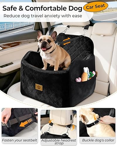 Miniatura 4 de Asiento de automóvil para perros pequeños/medianos, desmontable y lavable, asiento elevador de perro de menos de 35 libras, espuma viscoelástica de