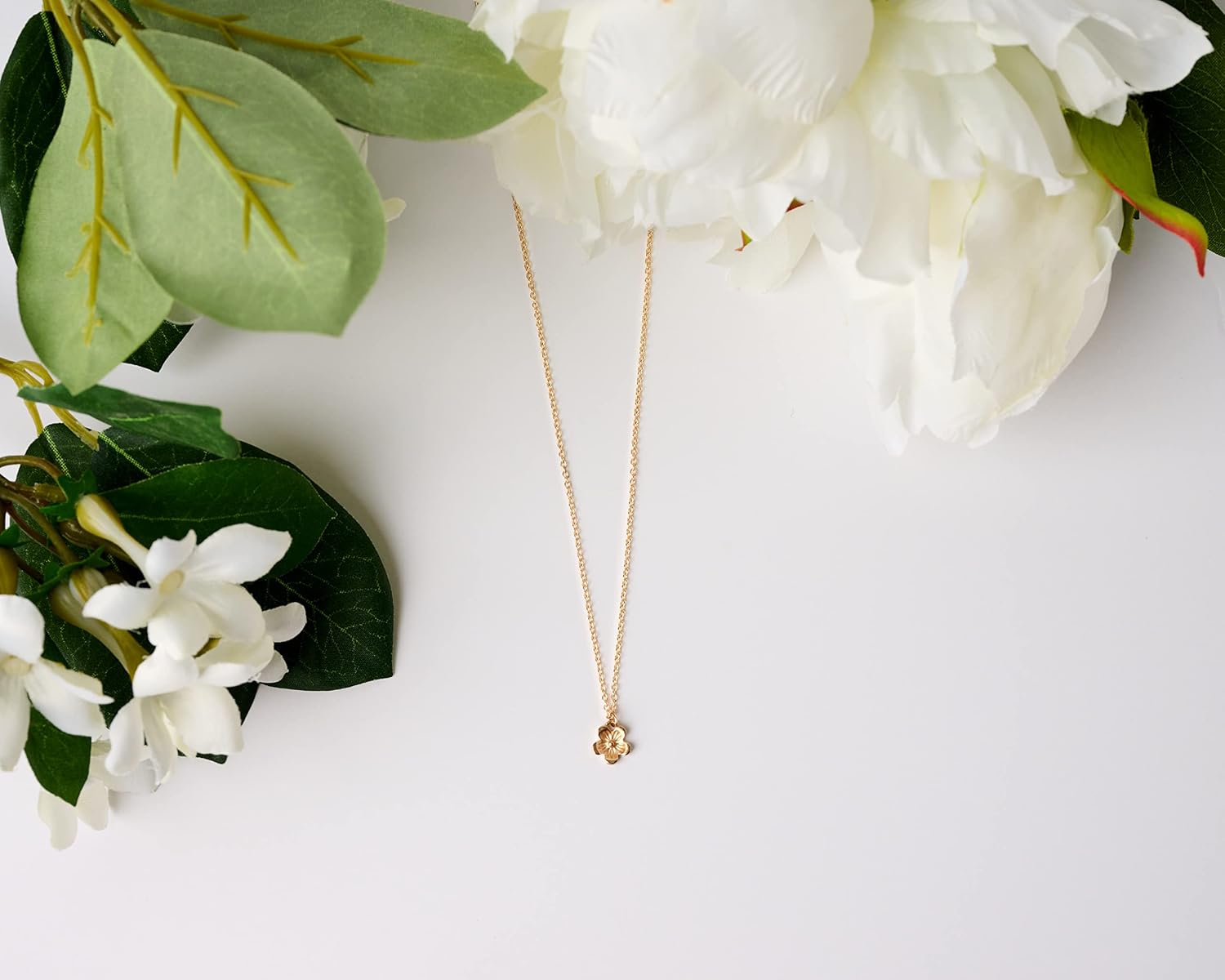 Mud Pie Flower Girl Charm Necklace, Gold Chain Jewelry Gift with Sentiment Card and Envelope Pocket