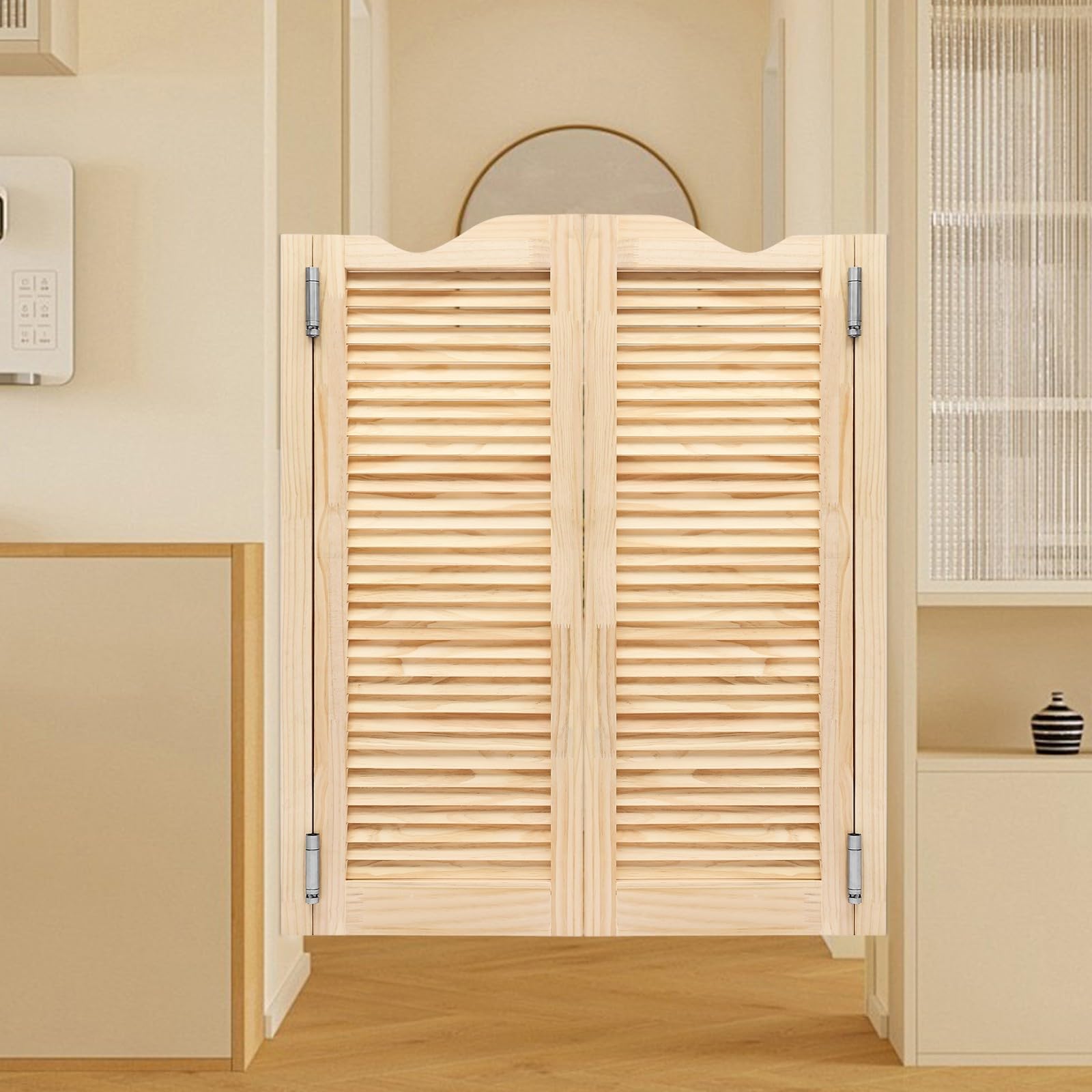 Puerta abatible de madera de pino – Doble puerta interior – Estilo casa de campo – Montaje en pared (madera, 107 x 76 cm)