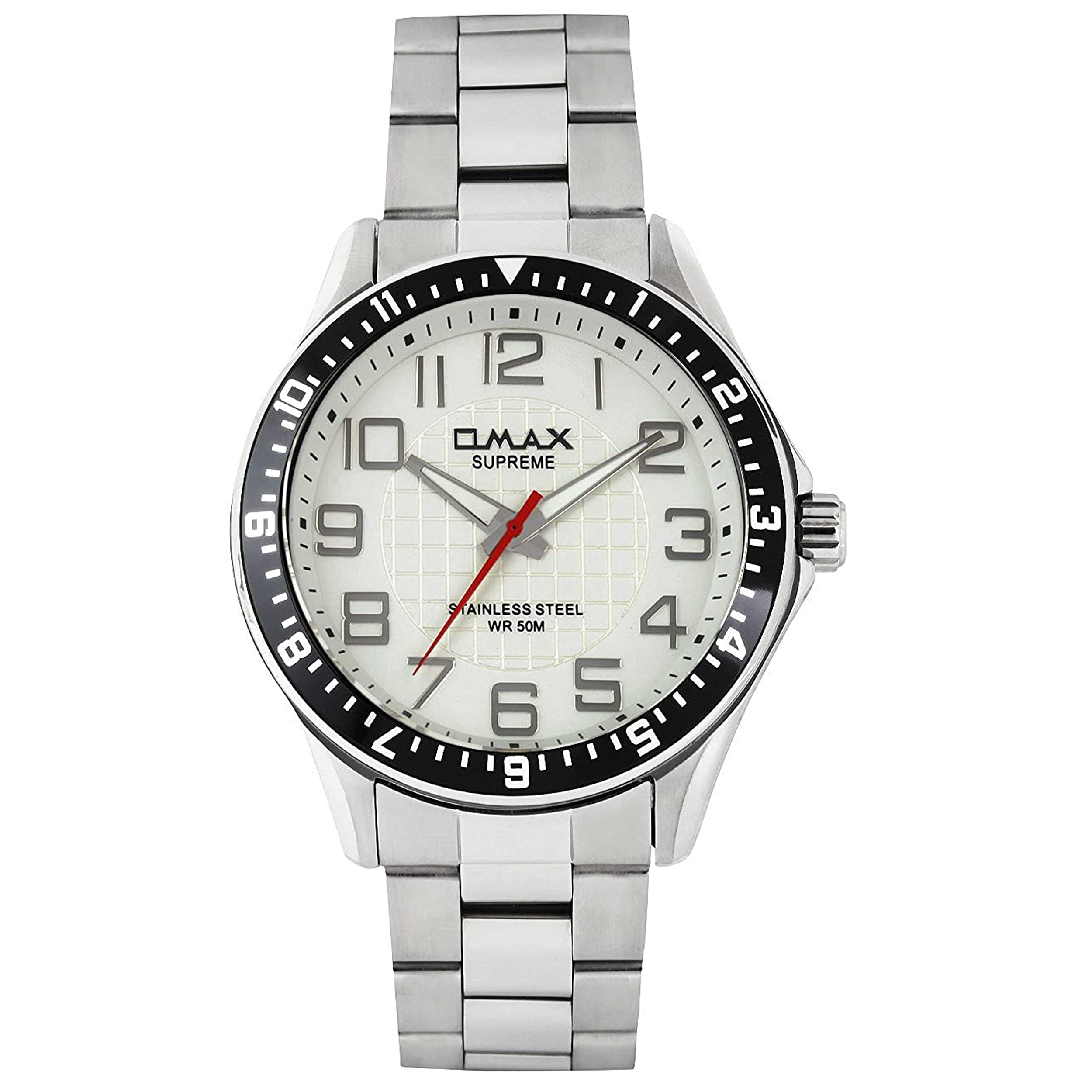 OMAX Analog White Dial Silver Stainless Steel Strap Mens Watch - SS124 (B00U8UBY16) Amazon Price History, Amazon Price Tracker