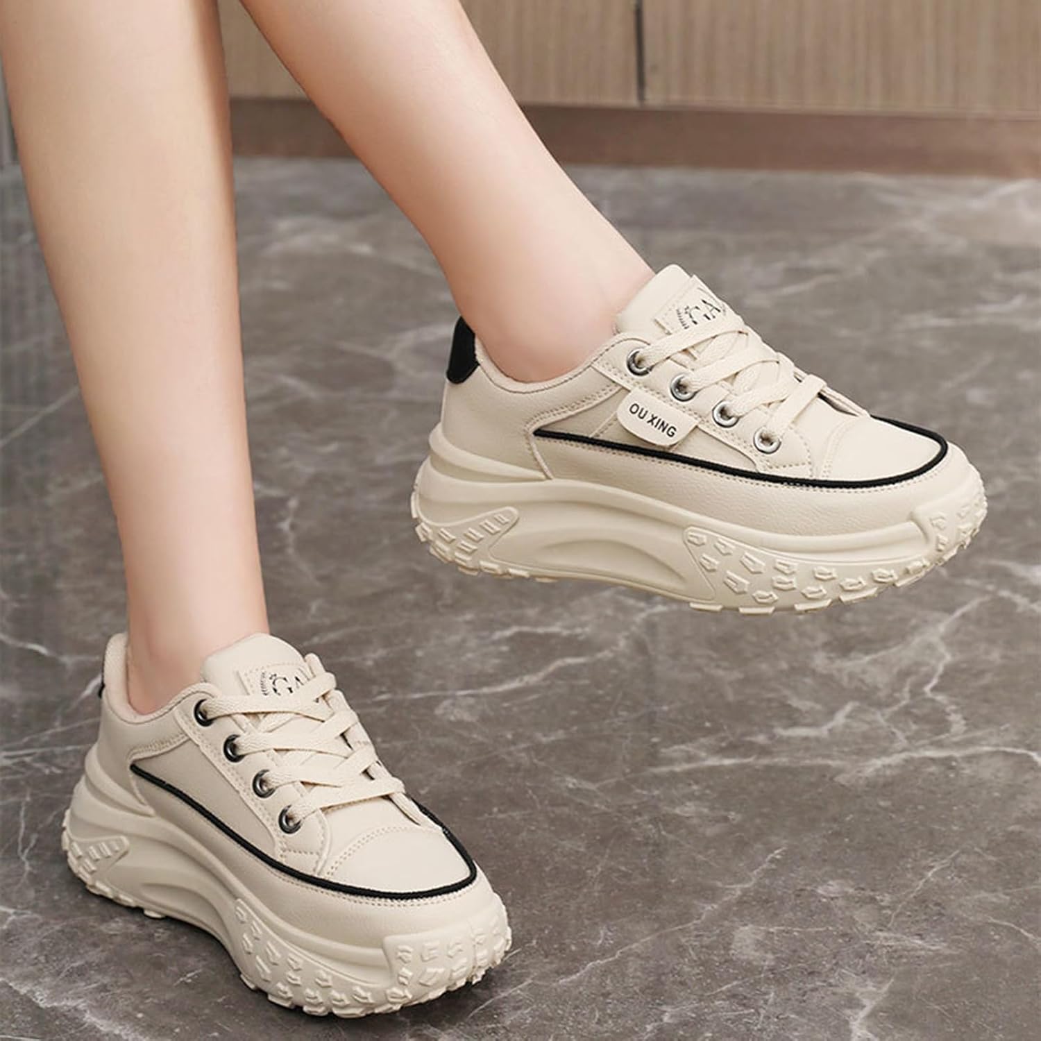 Platform Sneakers Women Chunky Sneakers Casual Walking Shoes Preppy Shoes Non Slip Breathable Fashion Sneakers - Image 6
