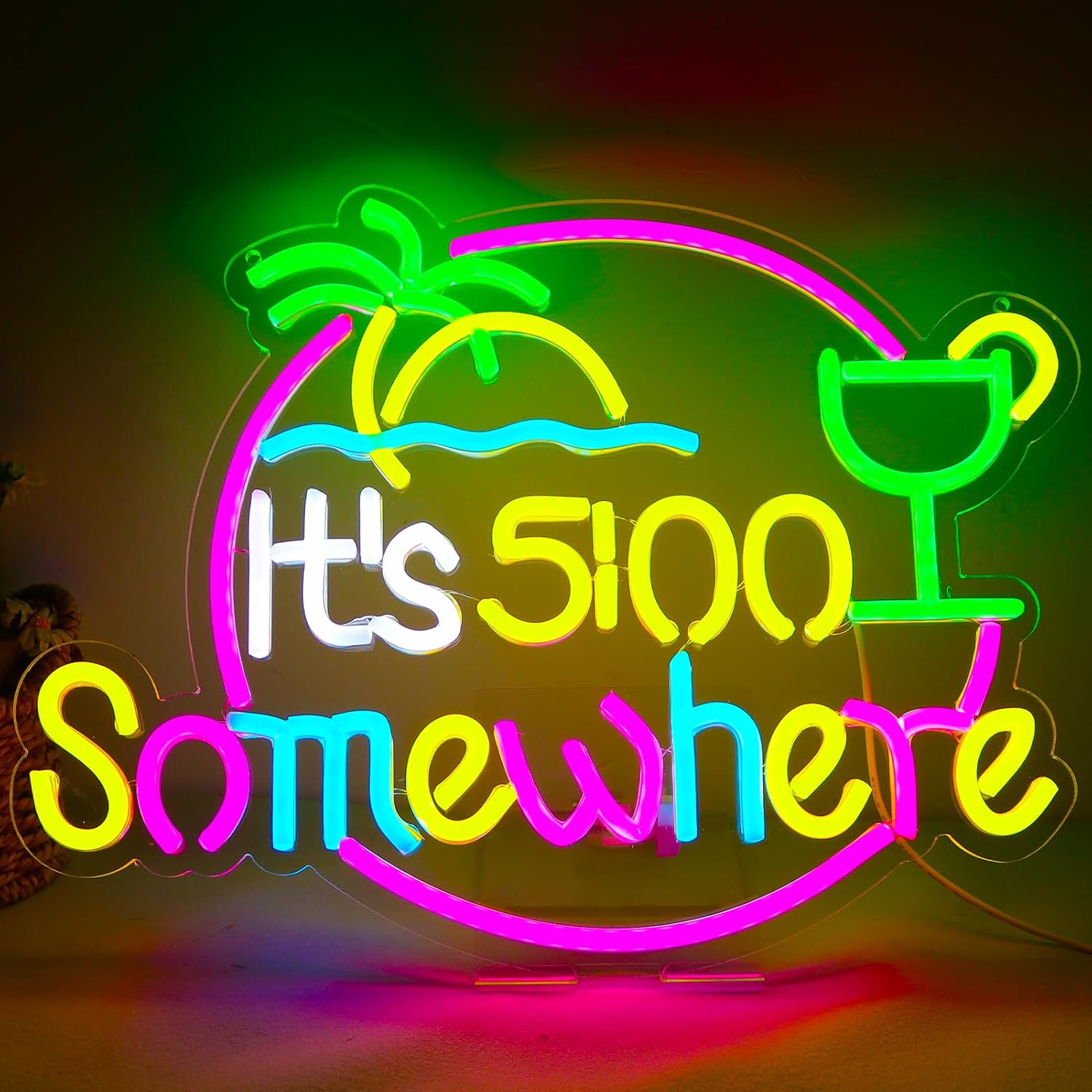 Its 5 00 O'clock Some Where Neon Signs,Art Wall Lights for Bar Club Bedroom Windows Glass Hotel Pub Cafe Wedding Birthday Party Gifts