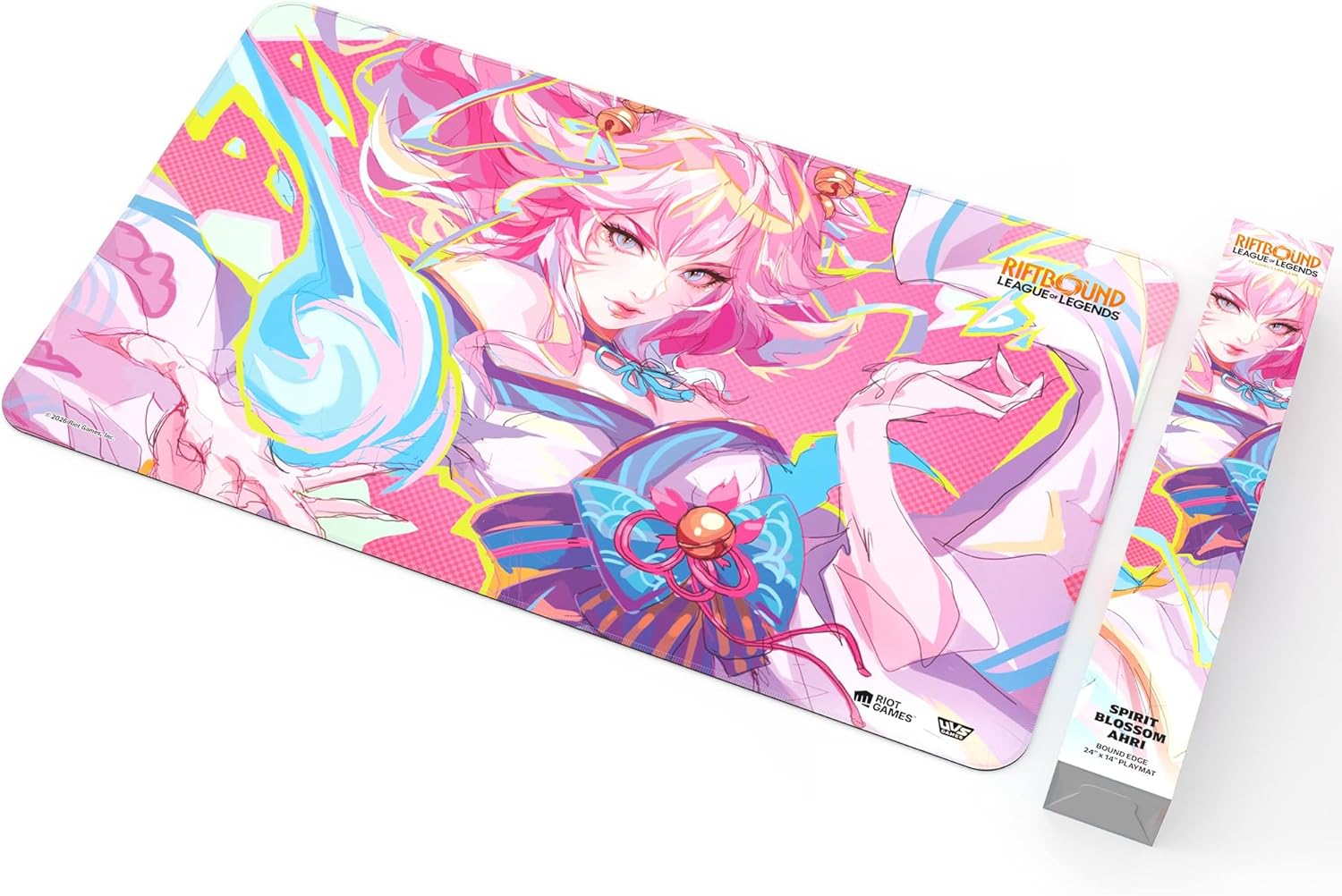 Riftbound: League of Legends - Playmat: Ahri -TCG Spiritforged Spirit Blossom, 24x14, Neoprene, Character Art, Tabletop Trading Card Game Accessory