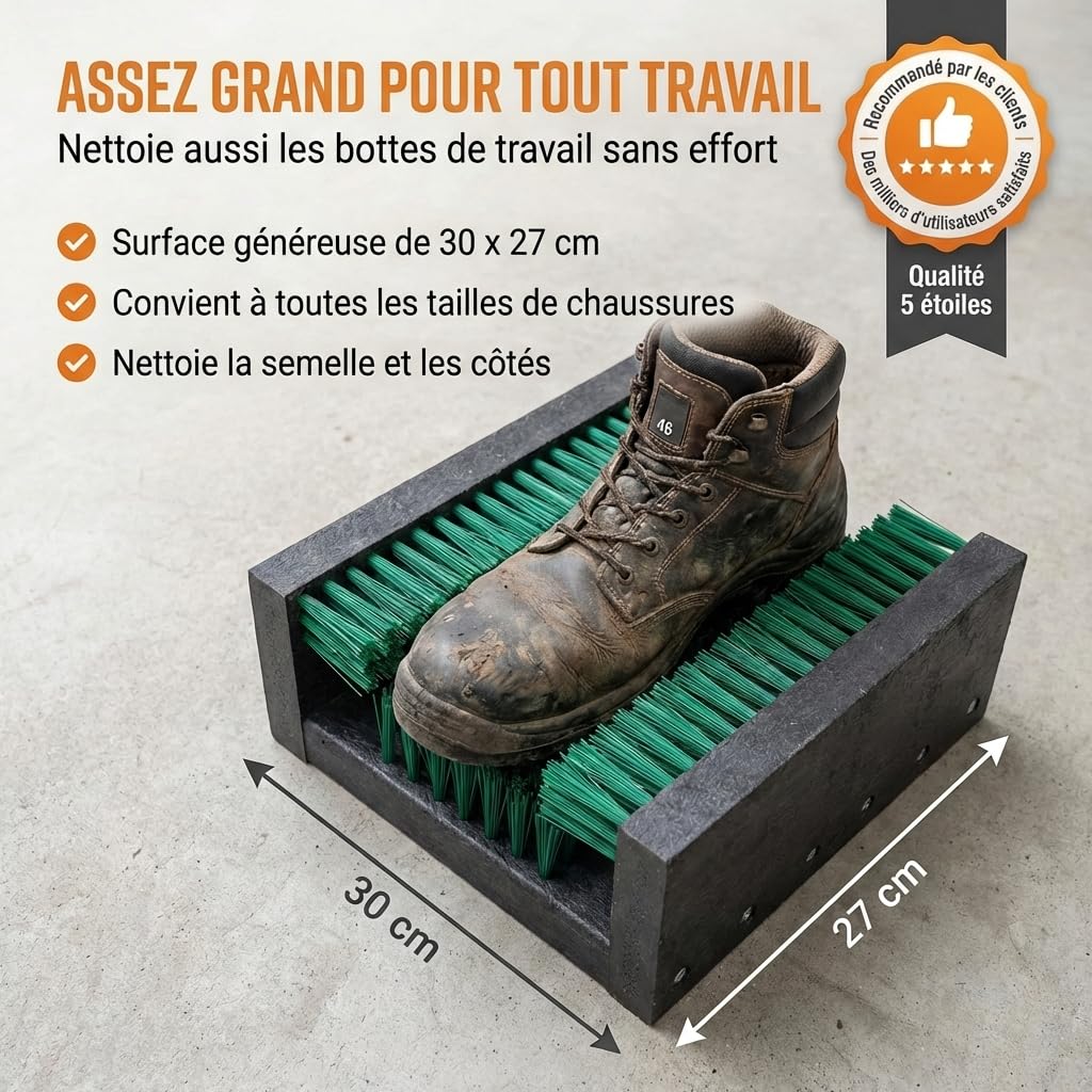 Grattoirs à Chaussures en Plastique - Paillasson d'extérieur - Grattoir à Chaussures Robuste - Brosses d'extérieur - Paillasson - 30 x 27 cm - Vert