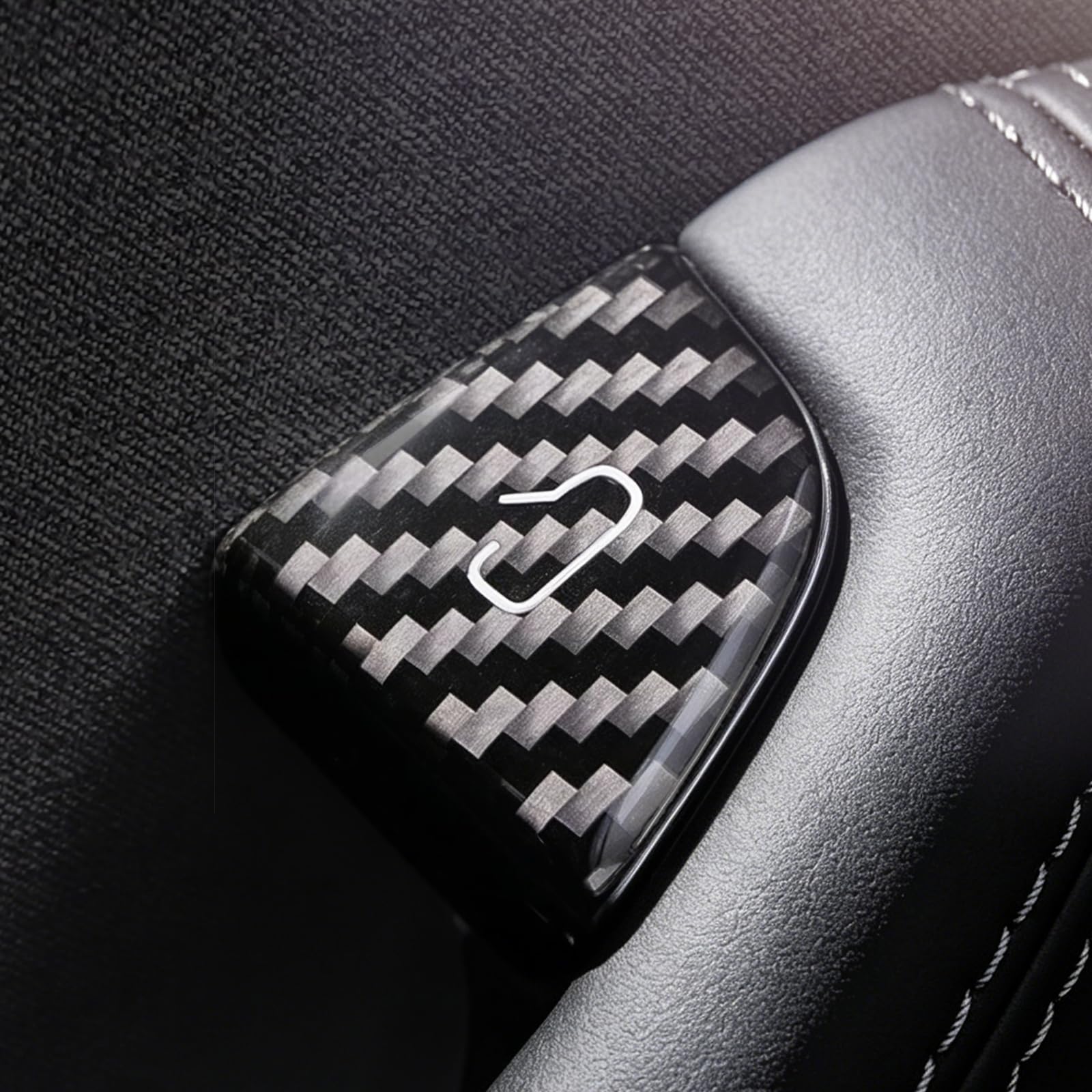 BETTERHUMZ Door Open Button Sticker Compatible with Tesla Model 3 Highland 2024 Model Y Juniper 2025 2026 Carbon Fiber Door Lock Switch Trim Interior Accessories (Black)