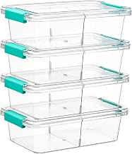 Vtopmart 4 Pack Clear Plastic Pencil Case with Removable Divider for Organizing Pens, Markers, Stackable Containers with Lid for Pens, Hobbies