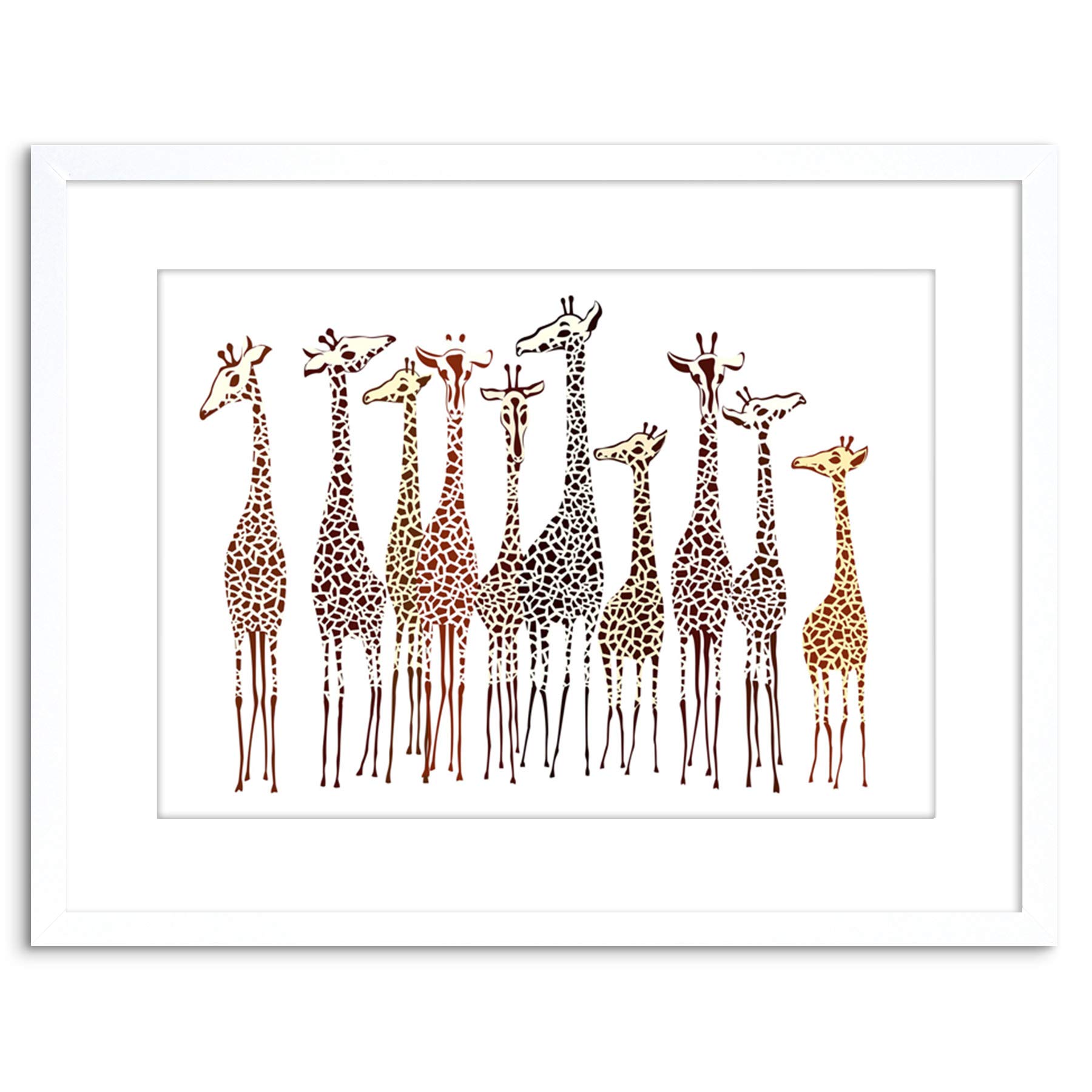 Wee Blue Coo Dt Group Of Giraffes Photo Framed Wall Art Print