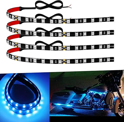 Miniatura 18 de Tira de luz LED de 12 V de 18 pulgadas, conectable, azul hielo, tira de luces LED impermeables para automóvil, motocicleta, carrito de golf