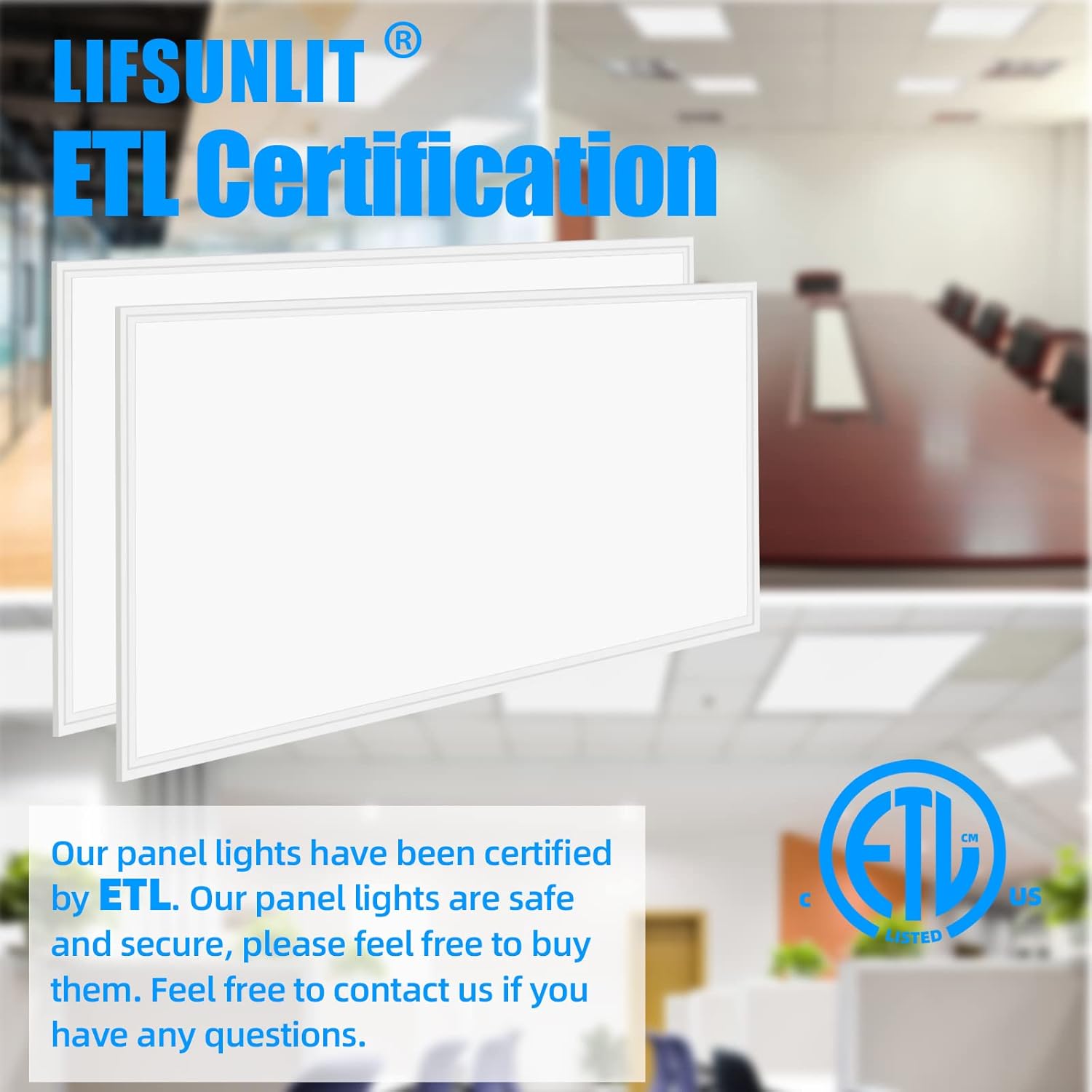 6PCS2x4 LED Flat Panel,5000K Daylight White, 7800 Lumens, 0-10V Dimmable, 110-277v 2x4 LED Drop Ceiling Light Fixture,ETL Listed Troffer Panel Light