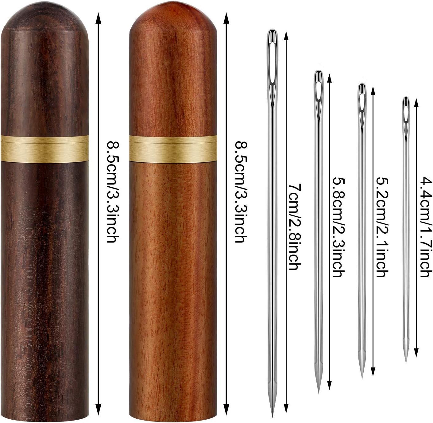 WILLBOND 24 Pcs Self Threading Sewing Needles Sets Large Gauge Needle Hand Sewing Needle Embroidery Needles with Wooden Case for Knitting Mending DIY Handsewing Art Crafts