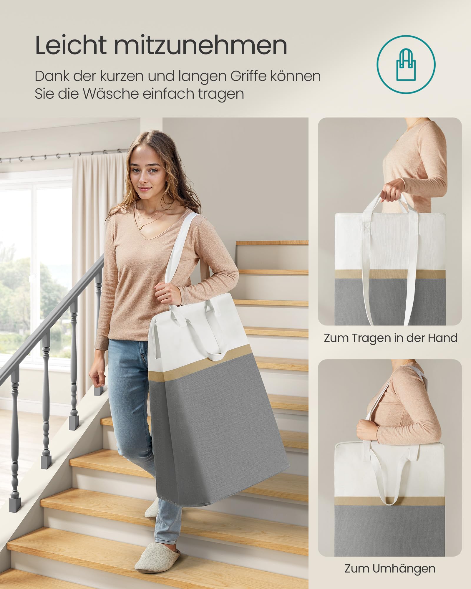 SONGMICS Pfandflaschen Sammelbehälter Wäschekorb 2er Set, 75 L Wäschesammler faltbar, mit langen Griffen, leicht zu tragen und zu reinigen, für Schlafzimmer Badezimmer, schiefergrau LCB208G01 Musikinstrumente & DJ-Equipment