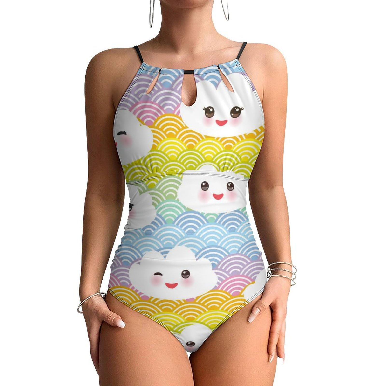 Maillot de bain une pièce blanc avec maintien du ventre pour masquer les complexes - 8