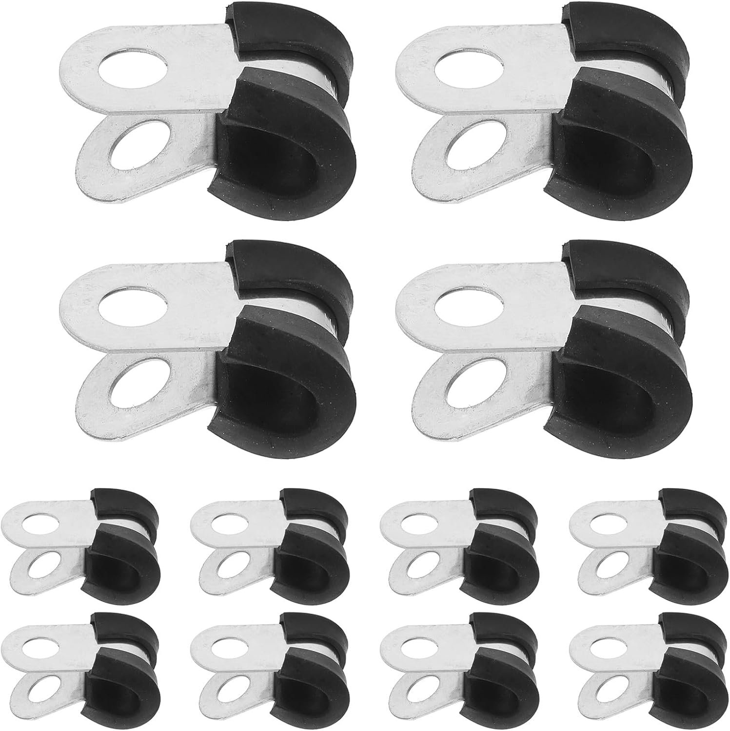 100pcs 304 Stainless Steel R-type Pipe Clamps with Plastic Cushion 6mm Small Hose Clamps for Wire, Cable, and Tube Fixing in Industrial and Electrical Applications