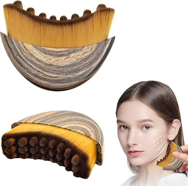 Funalix Spazzola per Drenaggio Linfatico Viso - Spazzola Viso a Secco con Setole Morbide per Contorno, Massaggio e Scolpitura del Viso, Design Ergonomico con Custodia in Dotazione - 2