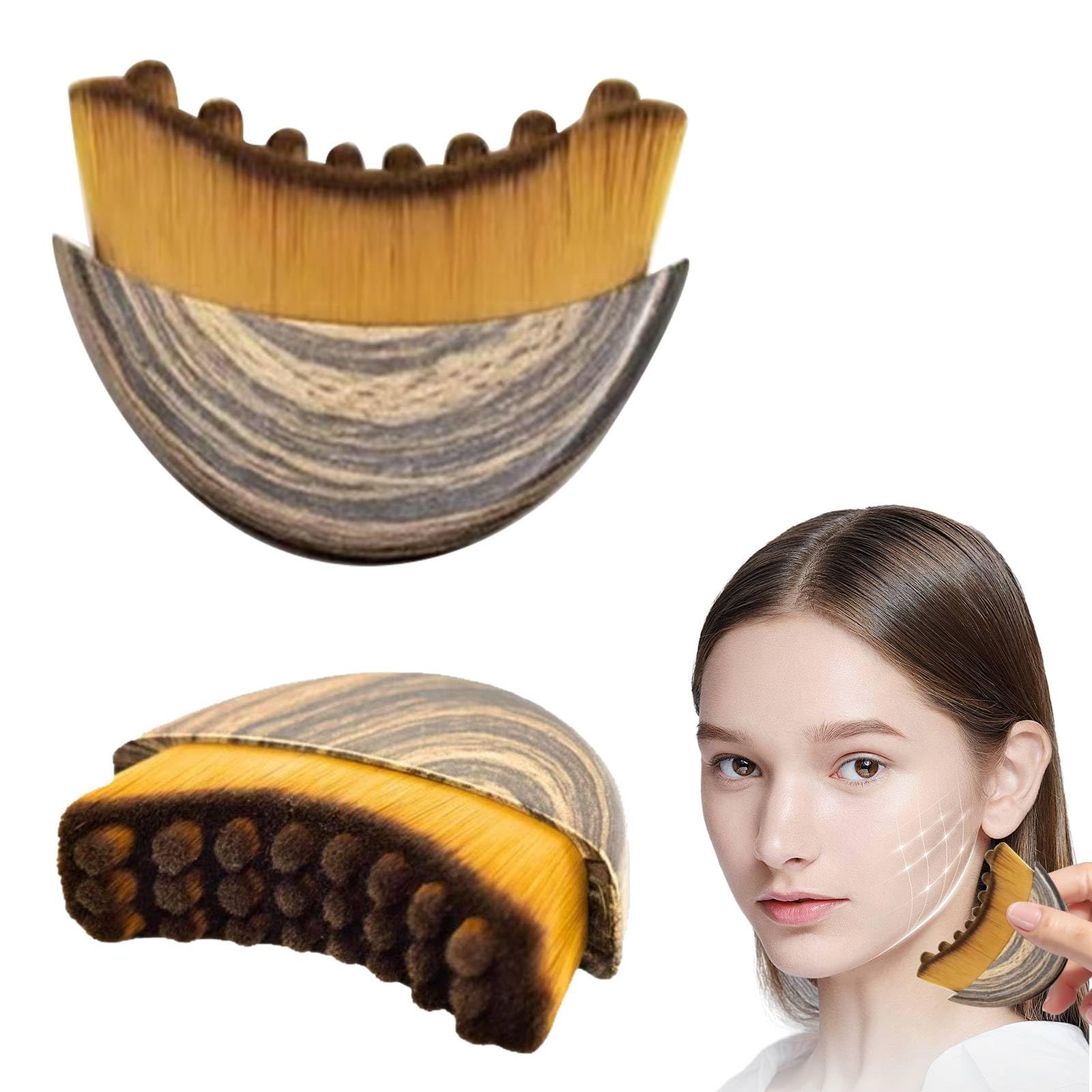 Spazzola per Drenaggio Linfatico Viso - Spazzola Viso a Secco con Setole Morbide per Contorno, Massaggio e Scolpitura del Viso, Design Ergonomico con Custodia in Dotazione