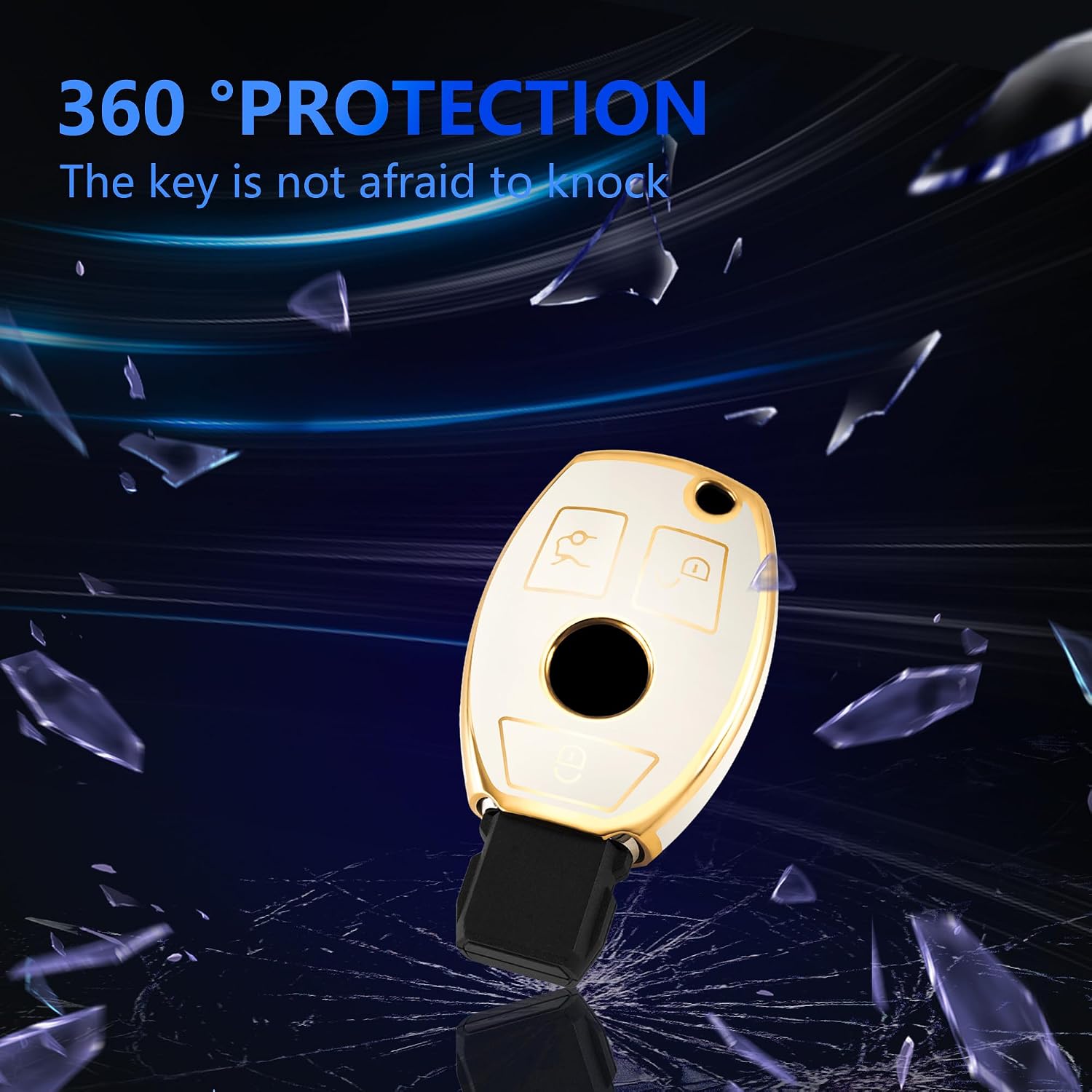 YHC Key Fob Cover for Mercedes Benz Car Key Case Shell with Keychain fit C E S M CLS CLK G Class image 3