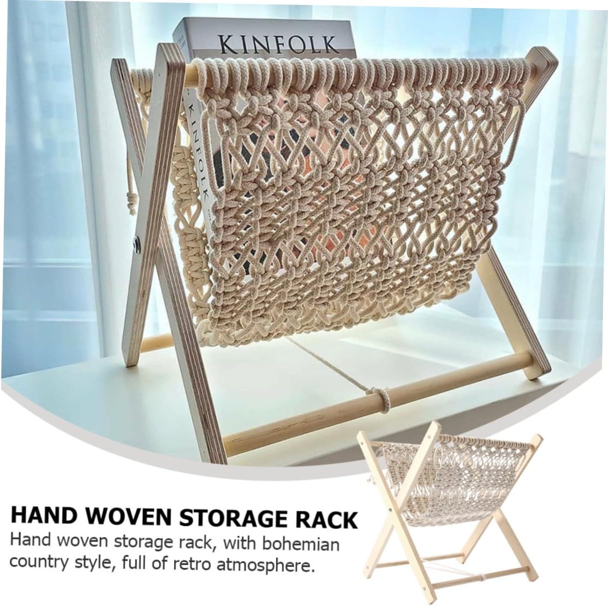 Unomor Cotton Rope Magazine Shelf Multifunctional Storage Stand for Books Magazines and Documents Stylish Design for Home Office Apartment Hotel Use