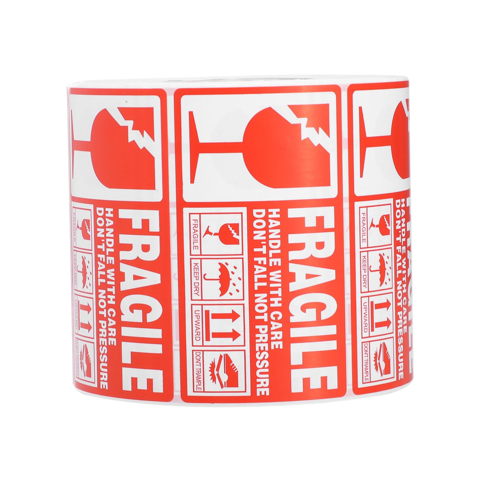 Etichette Fragile Adesive Rosse, 1 Rotolo in Carta Patinata | Avvertenze per Imballaggio e Spedizione, Leggere e Ben Visibili, per Pacchi e Colli