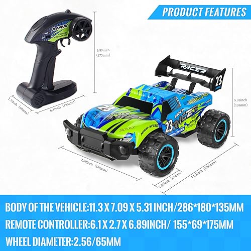 Miniatura 9 de Coche de control remoto, 114 todo terreno con modos de 3 velocidades de hasta 9.3 mih, autos recargables a control remoto todoterreno, camión