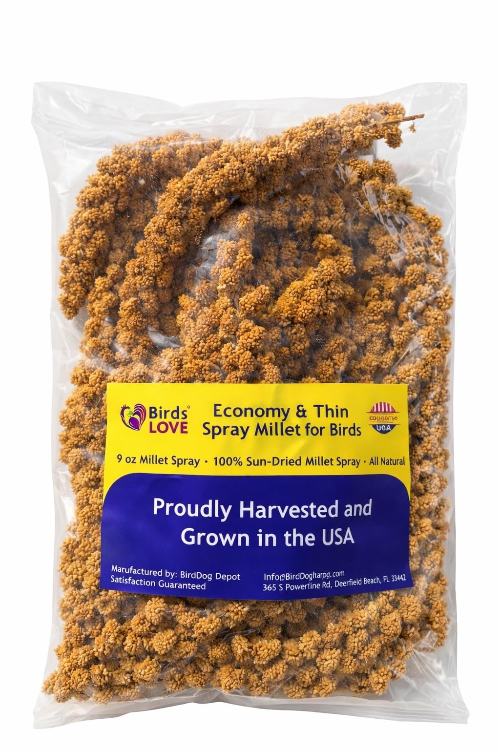 9 oz Spray Millet for Birds – GMO-Free, No Stems (Only Edible Tops) – 100% Natural Sun-Dried Foraging Treat for Cockatiels, Lovebirds, Parakeets, Finches & Canaries