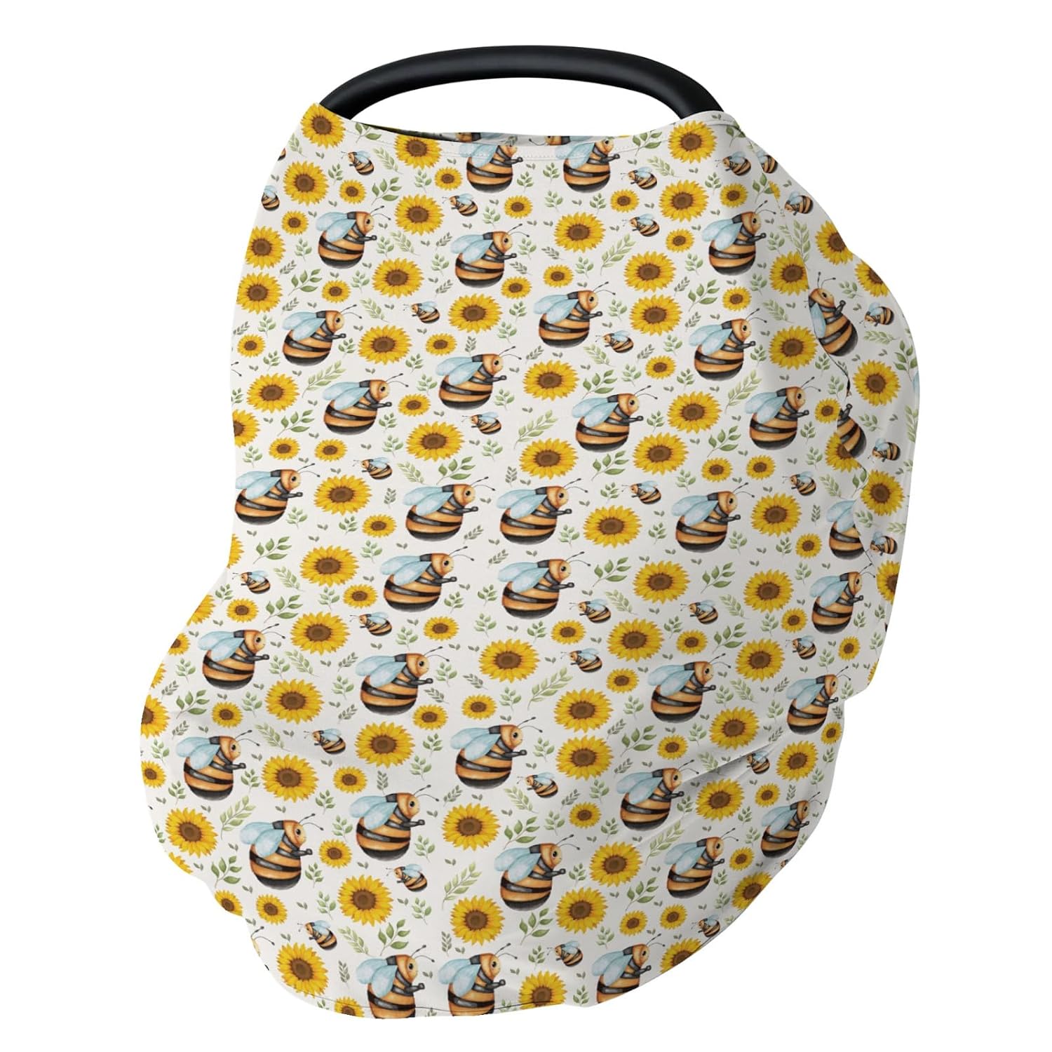 Honeycomb Bees Car Seat Covers for Babies Yellow Bee Honey Stretchy 5-in-1 Cover Adjustable Infant Carseat Cover Spring Summer Canopy Breathable Nursing Cover-Up
