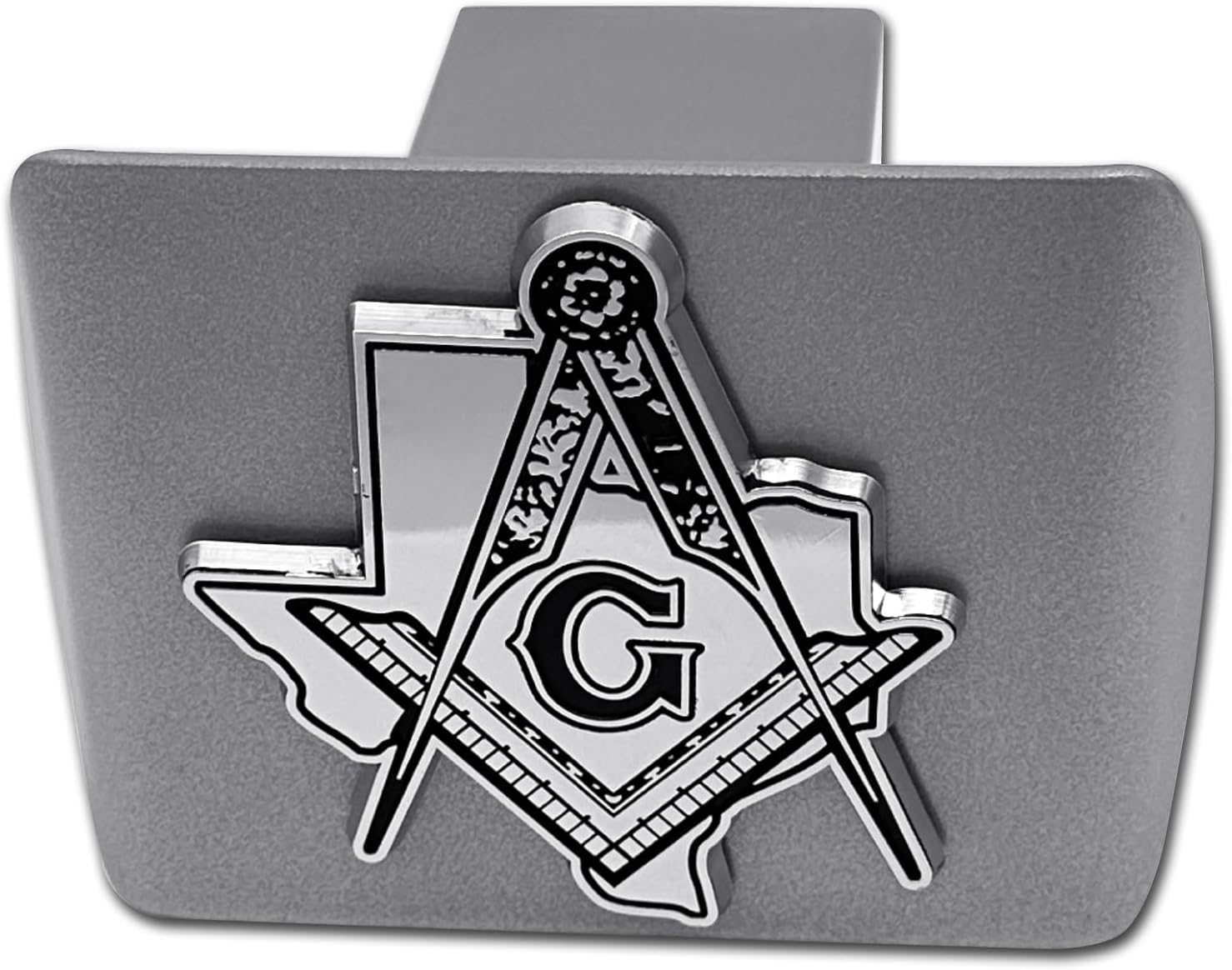 Elektroplate Texas Masonic Square and Compass All Metal Brushed Chrome Hitch Cover for Trucks and SUVs | Fits Standard 2" Trailer Hitch Receivers | Premium Weatherproof