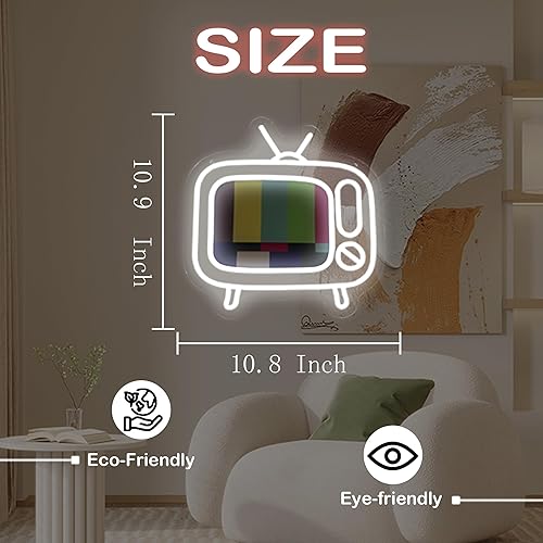 Miniatura 4 de Letrero de neón retro para TV, patrón de prueba de barra de color, luz de neón LED, decoración de fiesta temática de los años 80 y 90 para sala de