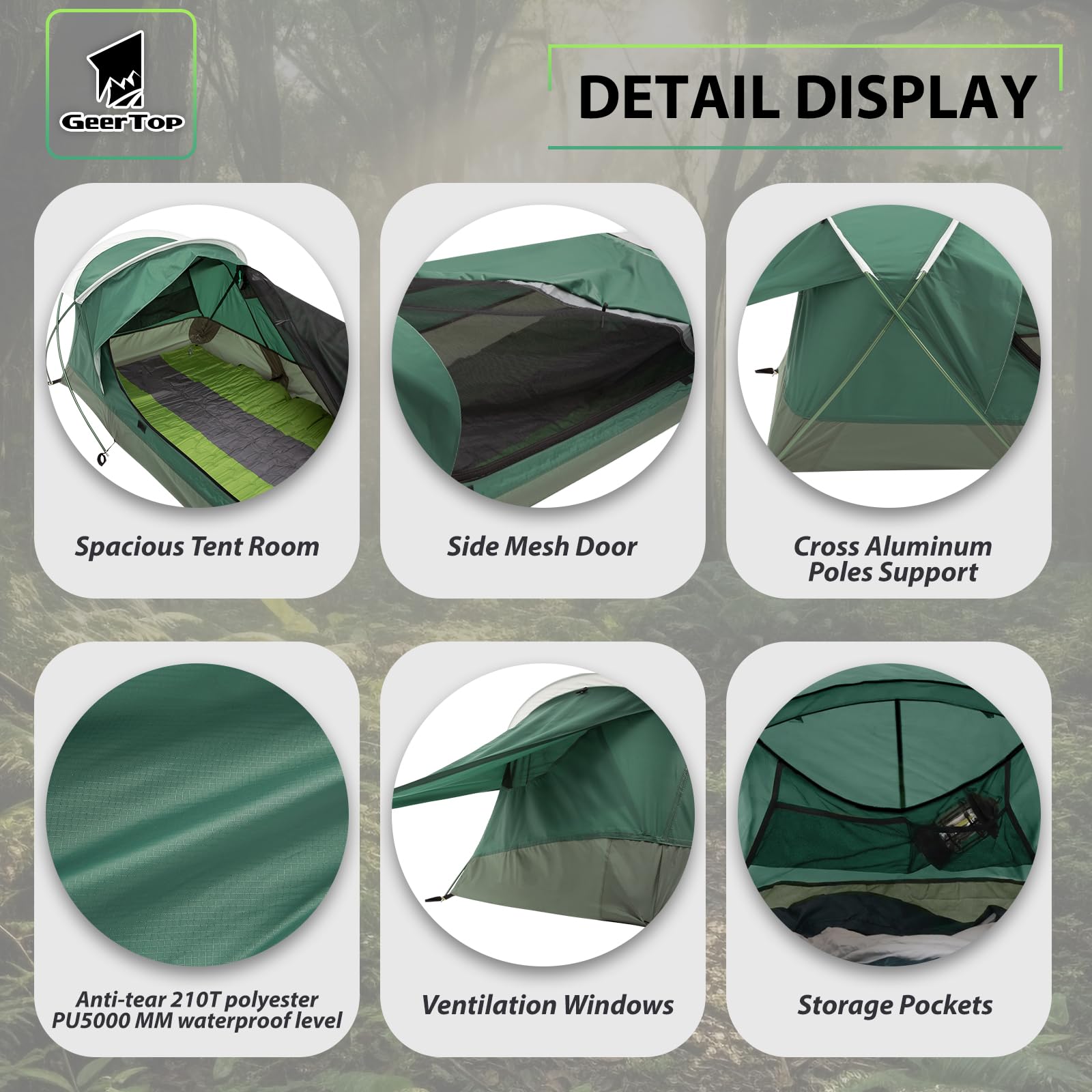 GEERTOP Solo Bivy Ultralekki, wodoodporny namiot dla 1 osoby, na kemping, wędrówki, polowanie, do survivalu, na zewnątrz, łatwy montaż